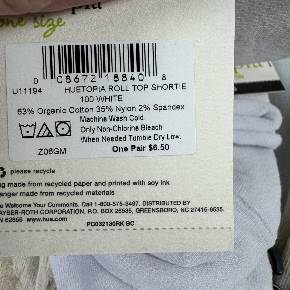 Hue 10 Pair Basic Anklet Ivory Brocade Socks, 3 White Roll Top Socks Womens OS